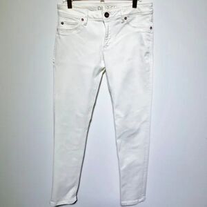 DL1961 Premium Denim Women's 96 White Denim Jeans with Gold Accents Size W 27